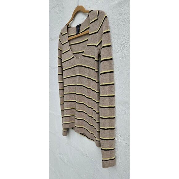 Vintage Theory Sweater Womens Small Tan Striped Wool Cashmere 90s Light Academia - Picture 2 of 6
